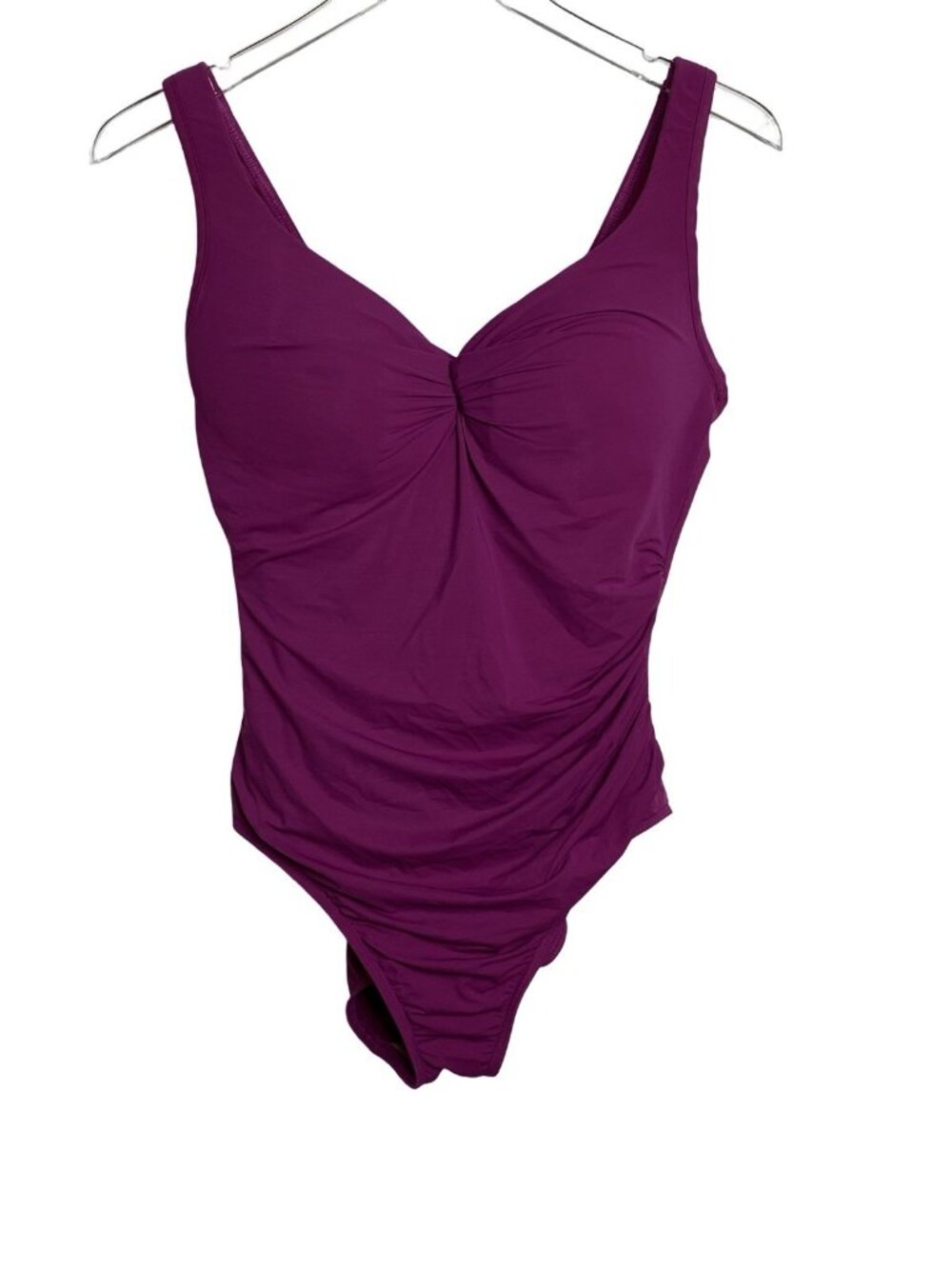 Lands End 14P Purple One Piece Swimsuit Bathing Suit Slimming Underwire Cups